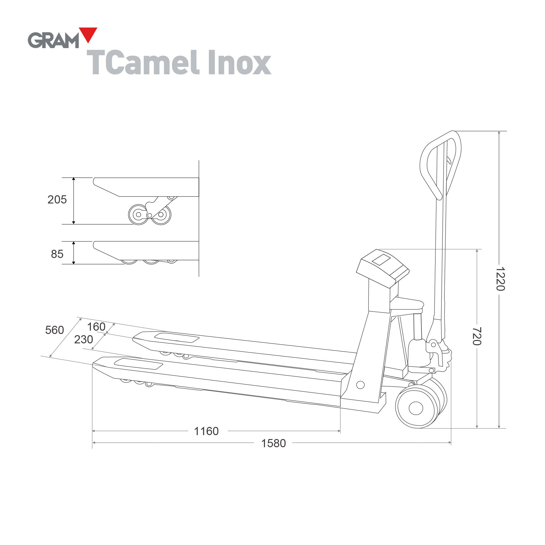 Gram TCamel 2T INOX 316 afmeting